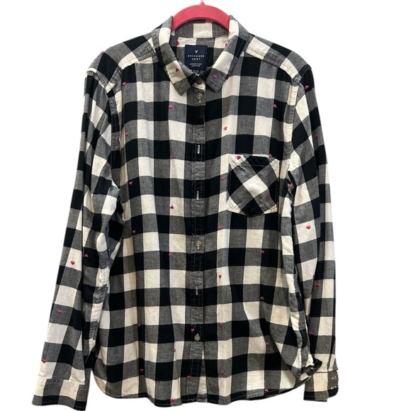 American Eagle Outfitters Tops - American Eagle Outfitters Boyfriend Shirt Black and White Plaid 100% Cotton XL